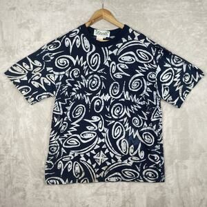 Oasis Vintage 90s T Shirt Men's XXL Hand Waxed Batik Tribal Grunge Destroyed